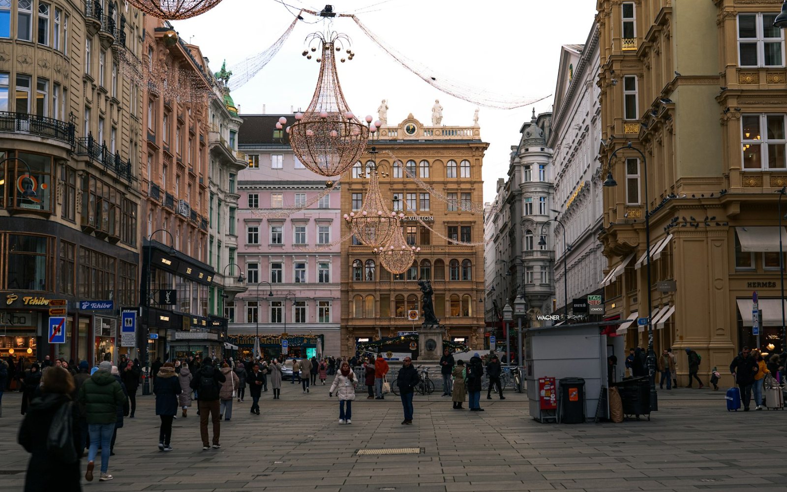 Shoppers on a European high street